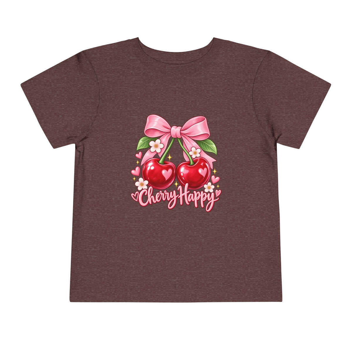 Toddler Cherry Happy Tee — Cute Pink Bow Cherries Kids Shirt