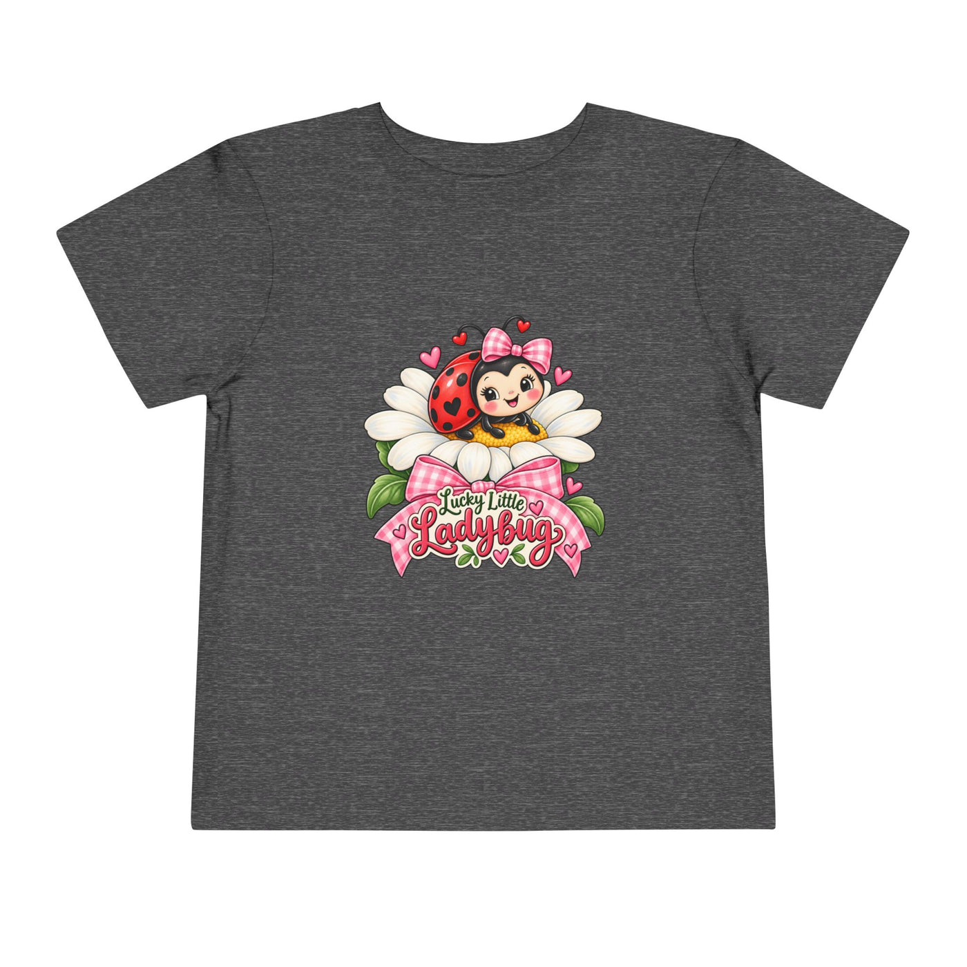 Cute Ladybug Toddler Tee — "Lucky Little Ladybug" Floral Graphic