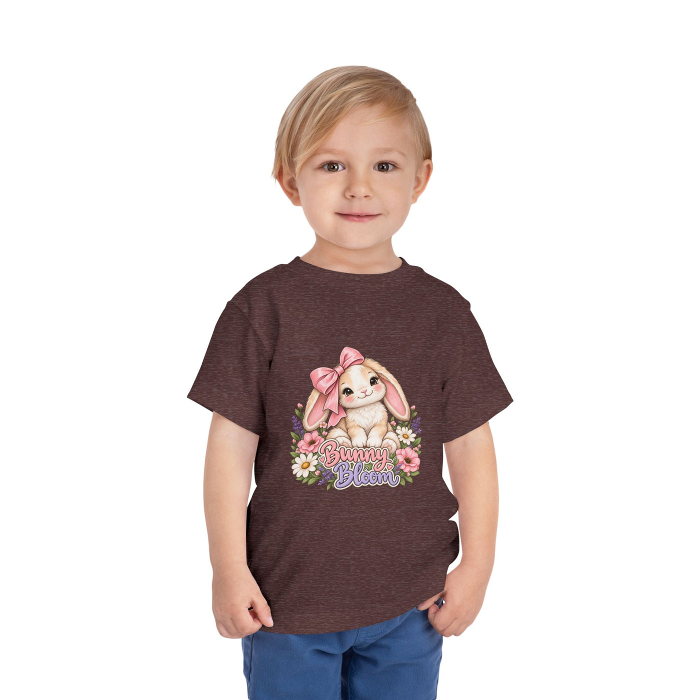 Toddler Tee — "Bunny Bloom" Cute Bunny with Flowers