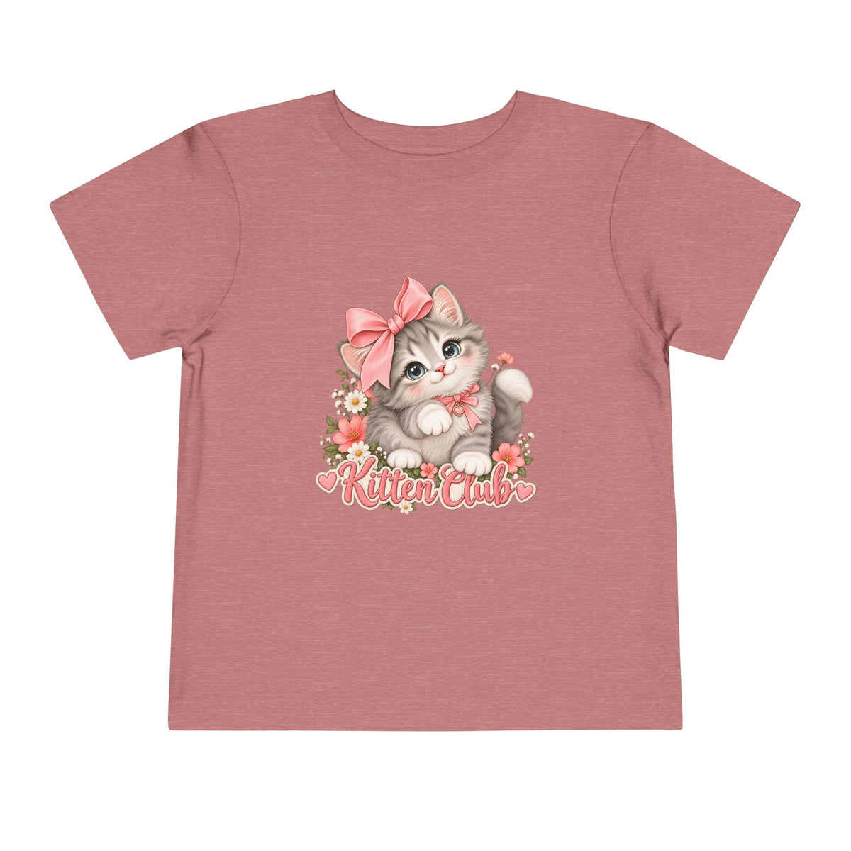 Toddler Tee — "Kitten Club" Cute Floral Bow Cat Shirt