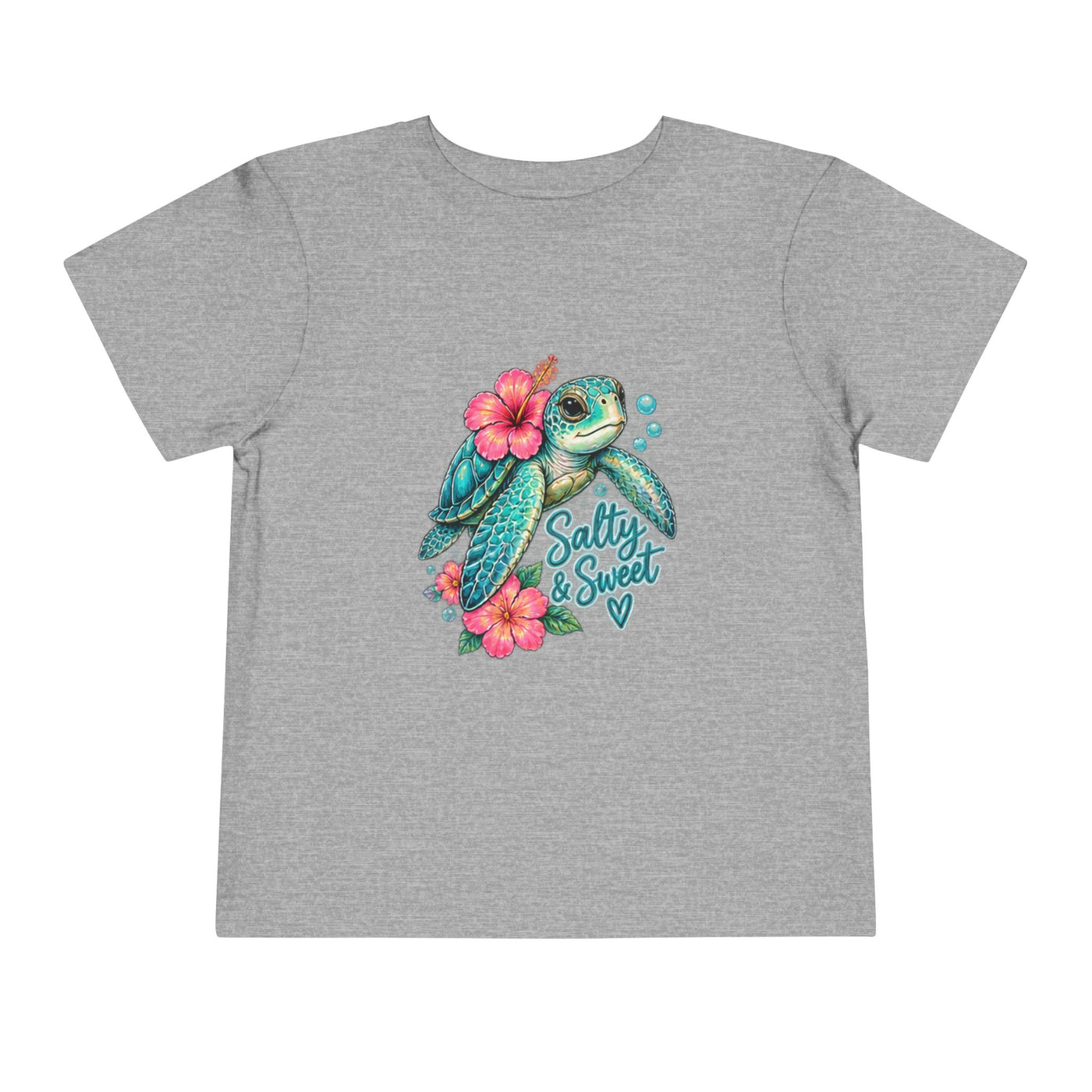 Toddler Tee — 'Salty & Sweet' Sea Turtle Floral Graphic