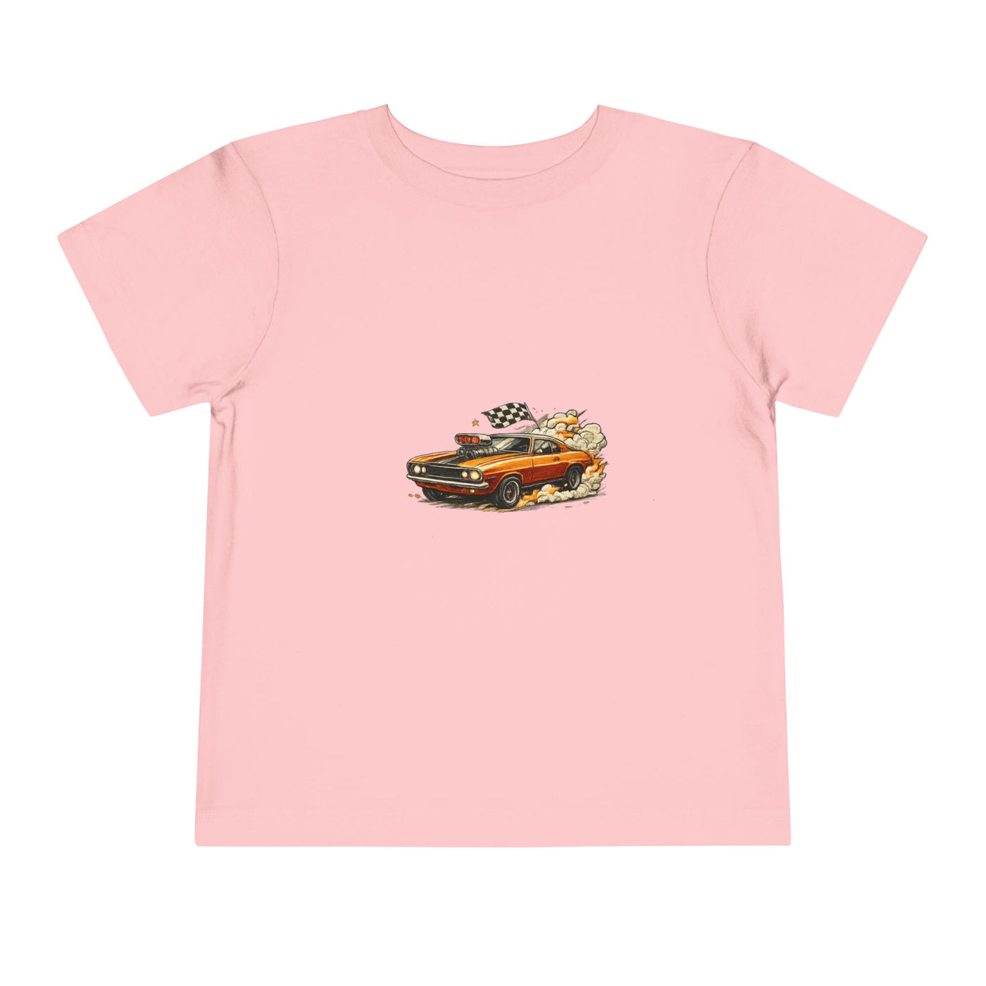 Toddler Tee — Vintage Muscle Car Cartoon with Checkered Flag