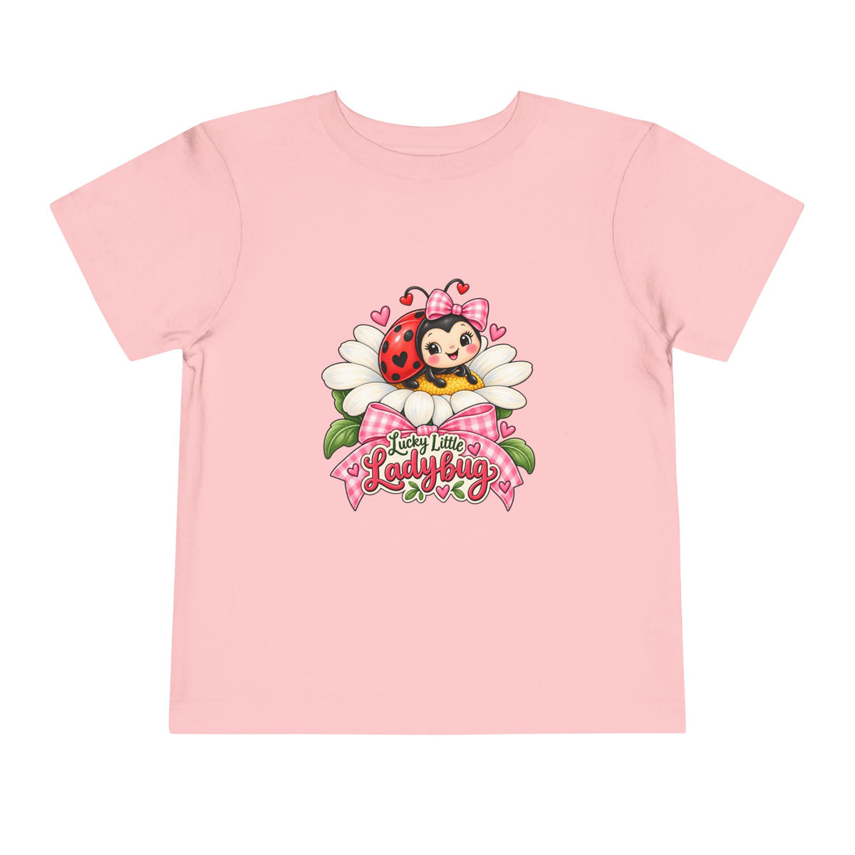 Cute Ladybug Toddler Tee — "Lucky Little Ladybug" Floral Graphic