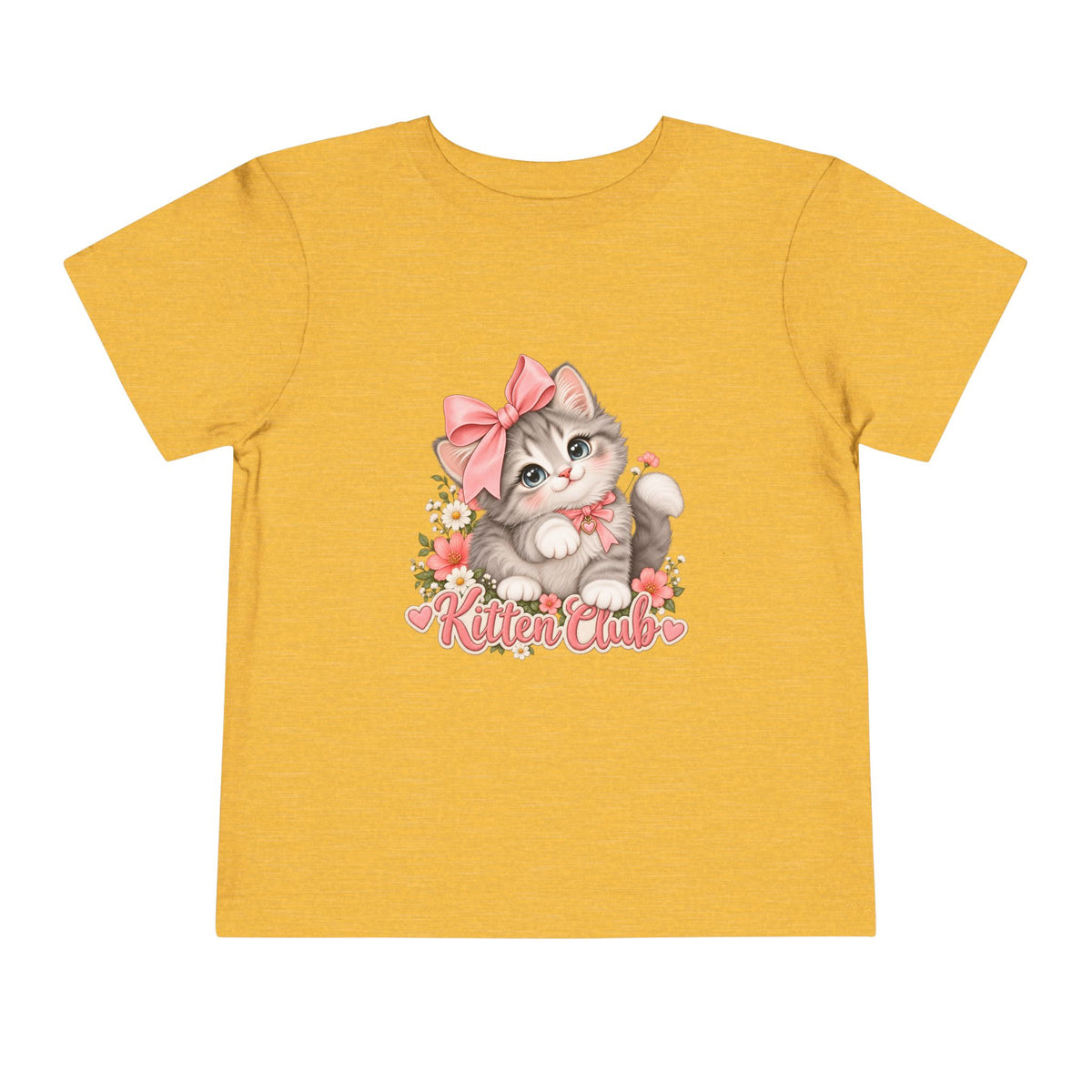 Toddler Tee — "Kitten Club" Cute Floral Bow Cat Shirt