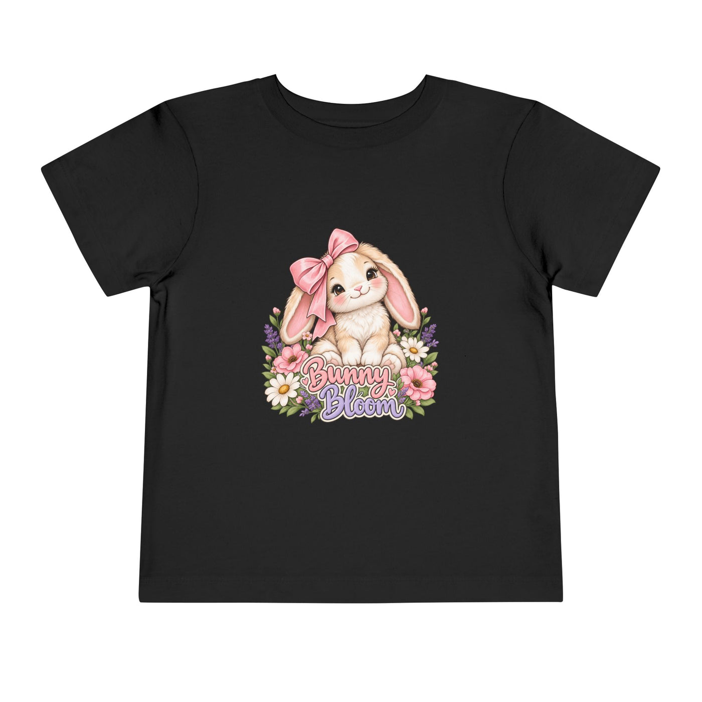 Toddler Tee — "Bunny Bloom" Cute Bunny with Flowers
