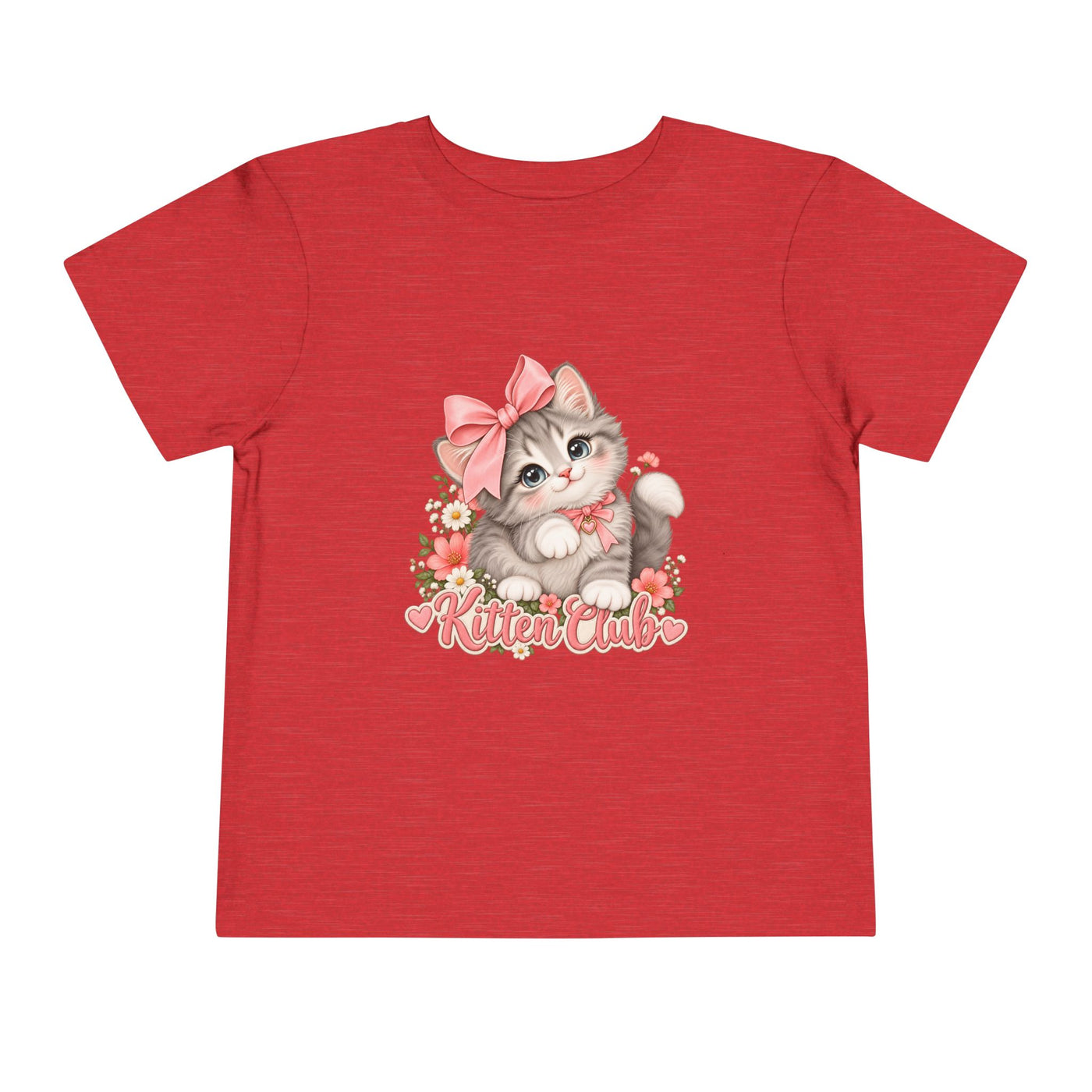 Toddler Tee — "Kitten Club" Cute Floral Bow Cat Shirt