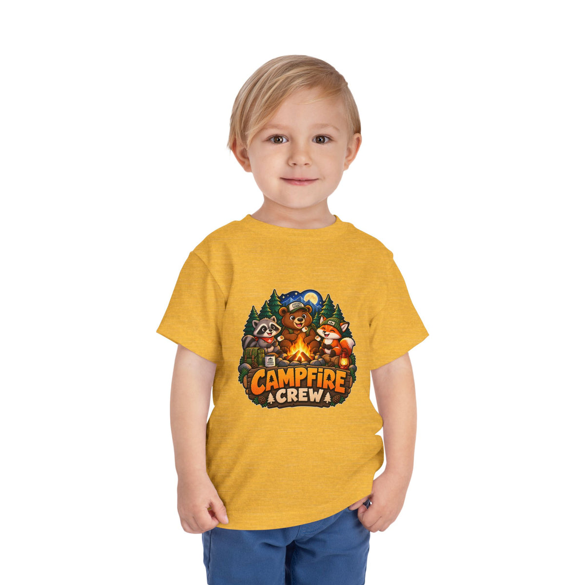 Toddler Tee — "Campfire Crew" Cute Woodland Animals Camping Shirt
