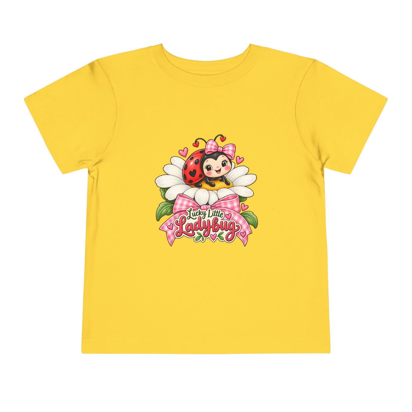 Cute Ladybug Toddler Tee — "Lucky Little Ladybug" Floral Graphic