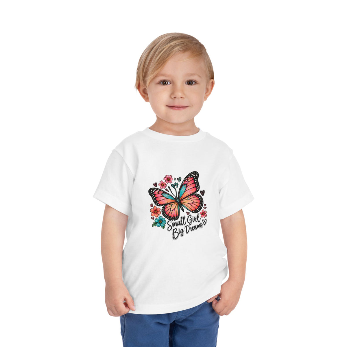Toddler Tee — "Small Girl Big Dreams" Butterfly Floral Shirt