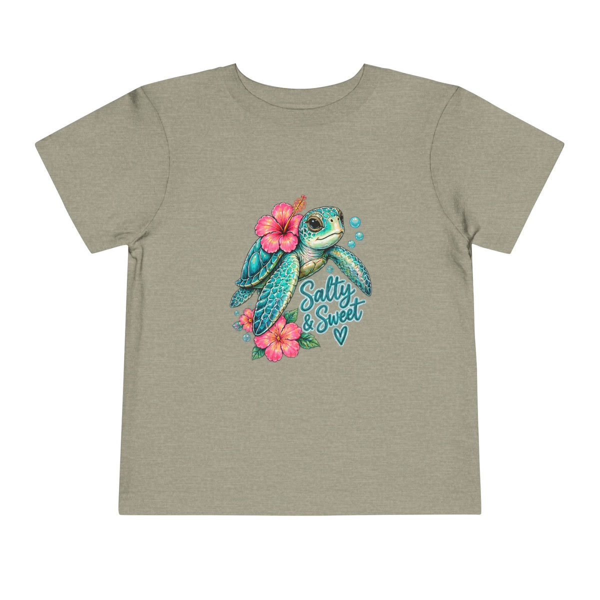 Toddler Tee — 'Salty & Sweet' Sea Turtle Floral Graphic