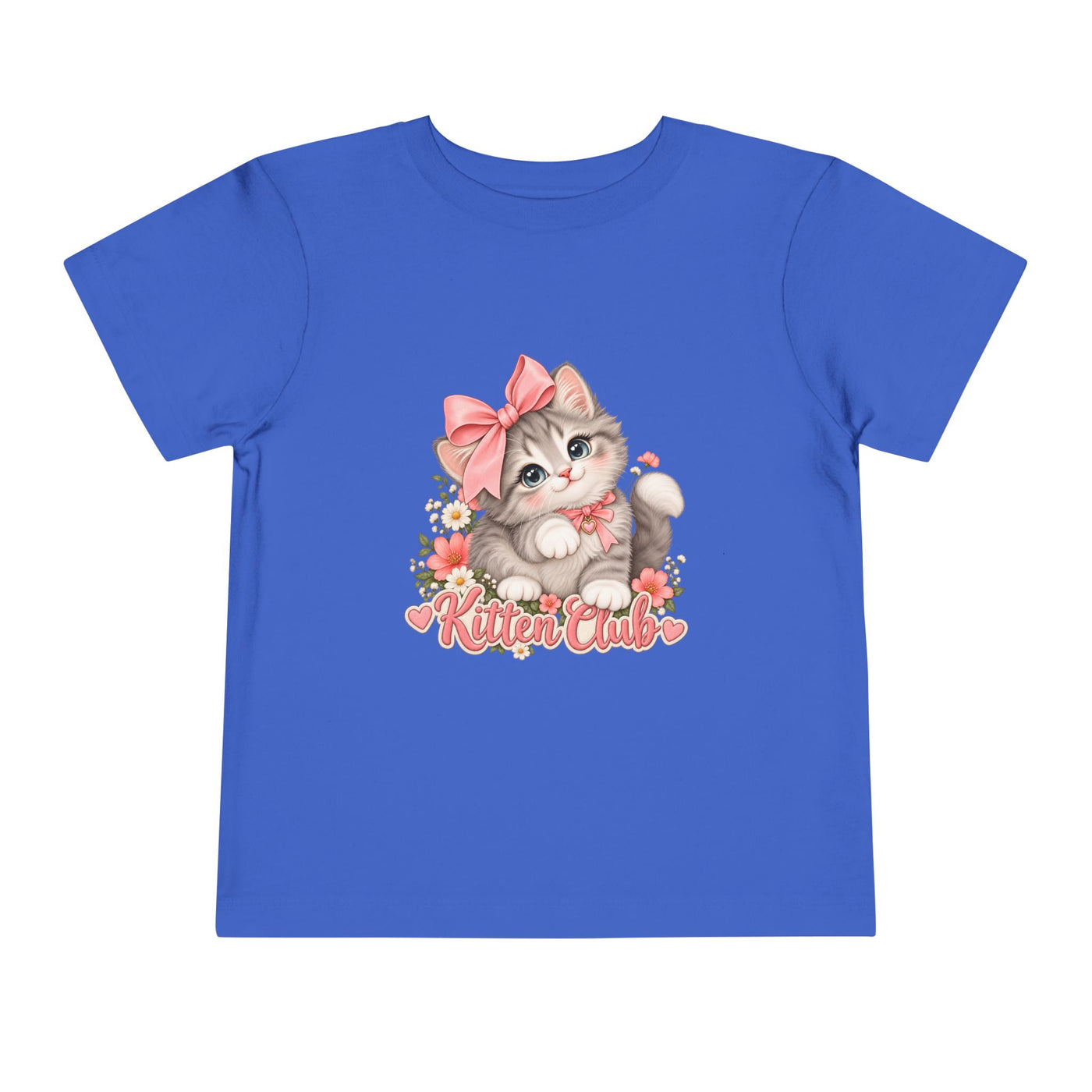 Toddler Tee — "Kitten Club" Cute Floral Bow Cat Shirt