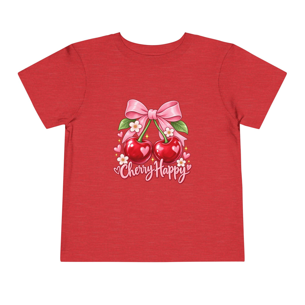 Toddler Cherry Happy Tee — Cute Pink Bow Cherries Kids Shirt