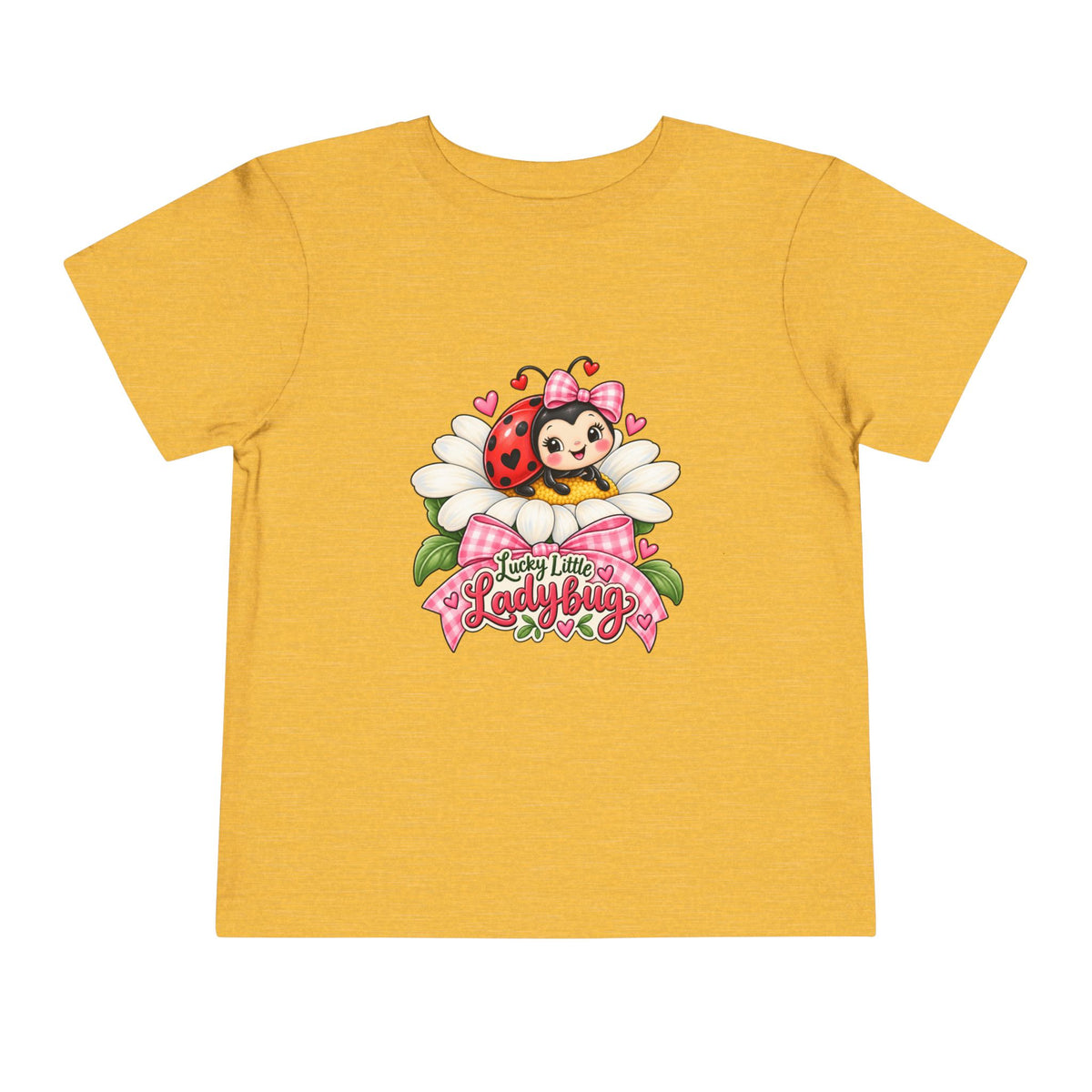 Cute Ladybug Toddler Tee — "Lucky Little Ladybug" Floral Graphic
