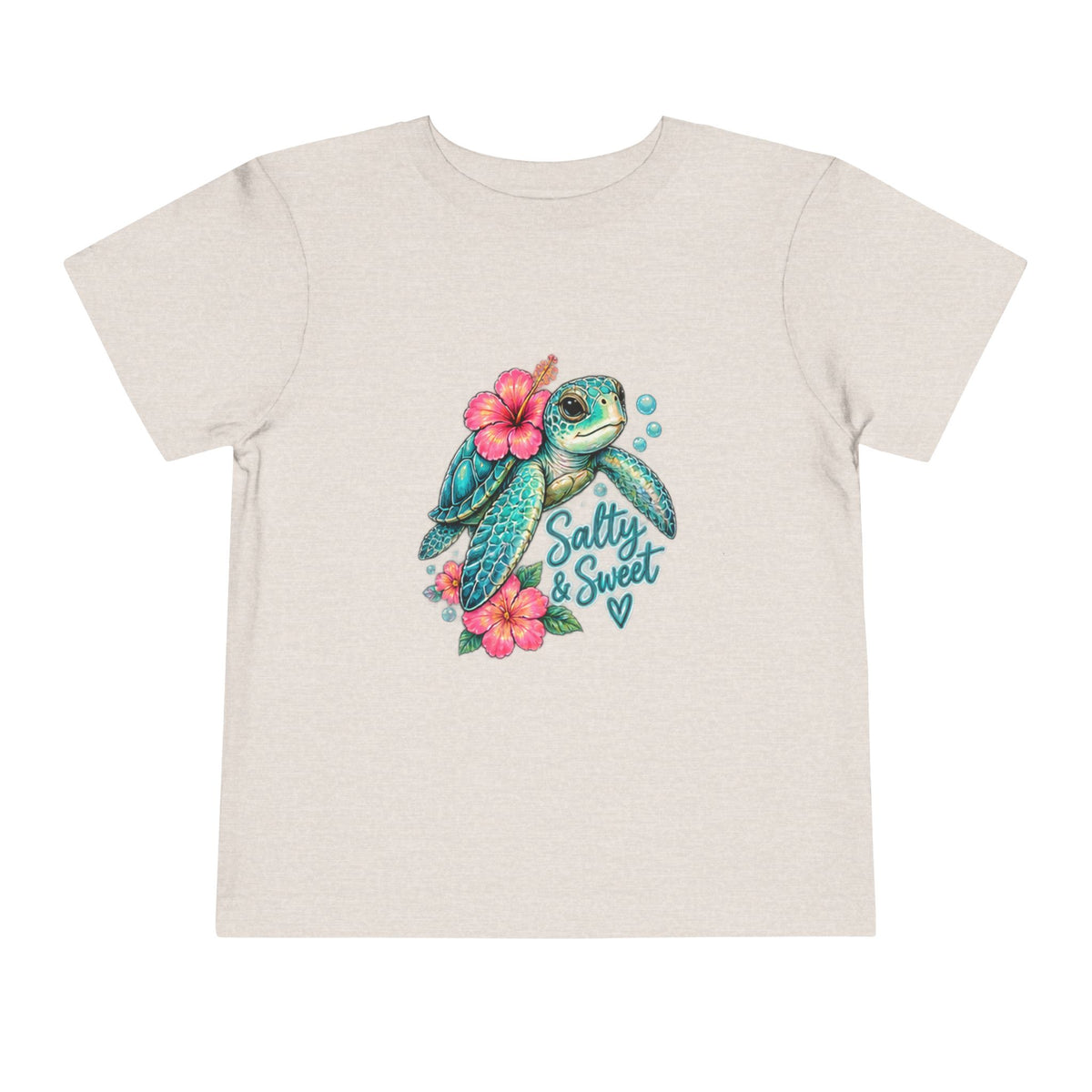 Toddler Tee — 'Salty & Sweet' Sea Turtle Floral Graphic