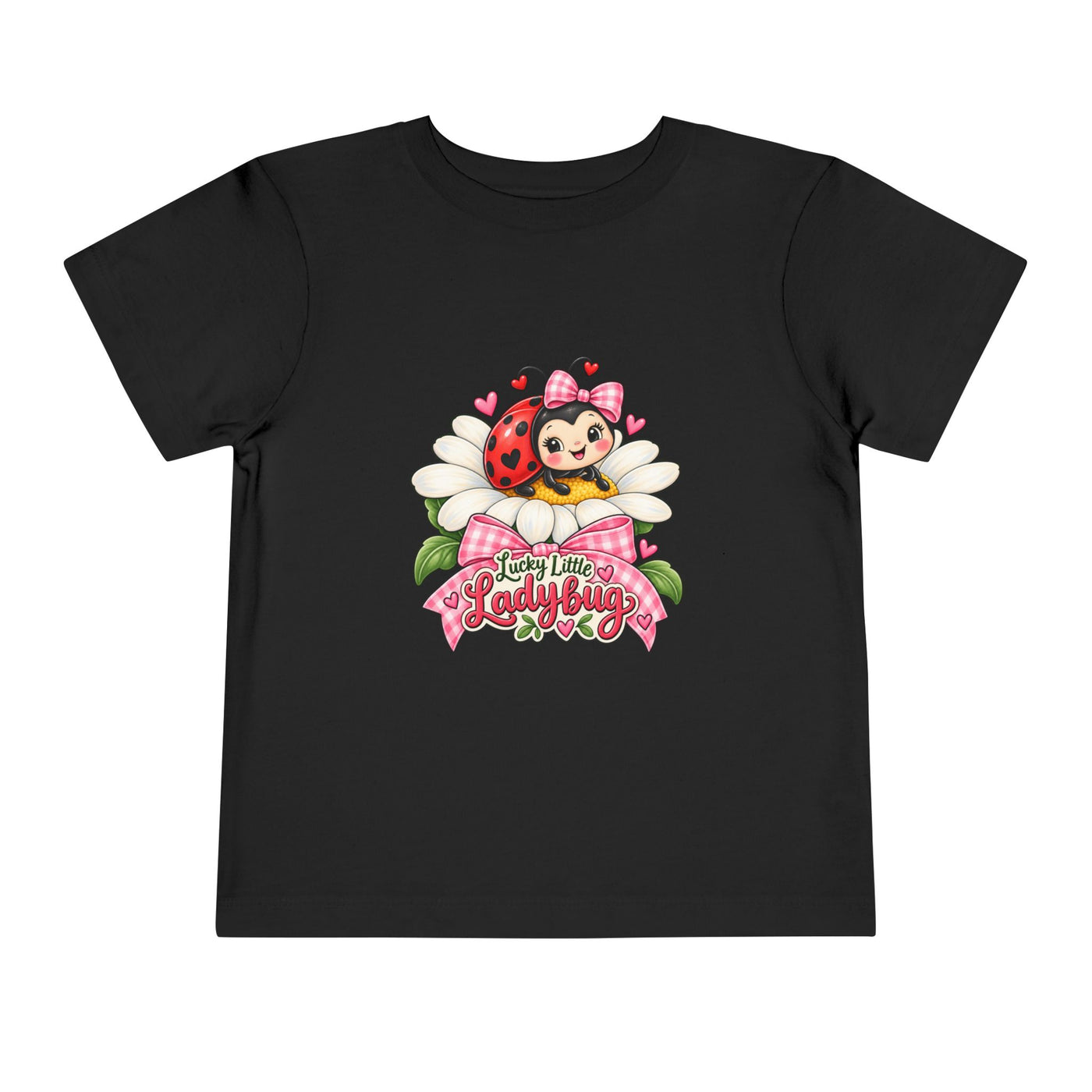 Cute Ladybug Toddler Tee — "Lucky Little Ladybug" Floral Graphic