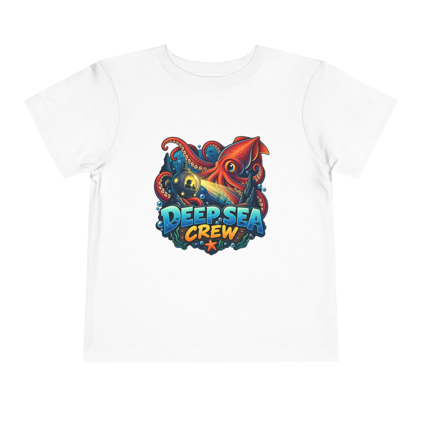 Toddler Tee — "Deep Sea Crew" Cute Squid Ocean Graphic Shirt