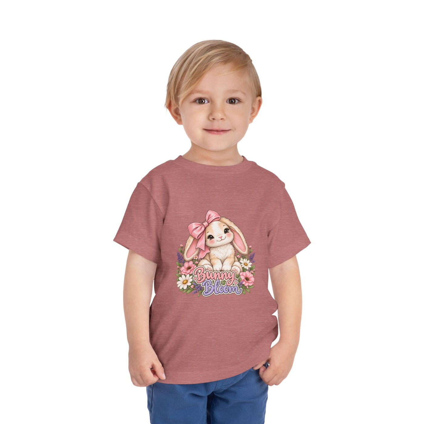 Toddler Tee — "Bunny Bloom" Cute Bunny with Flowers