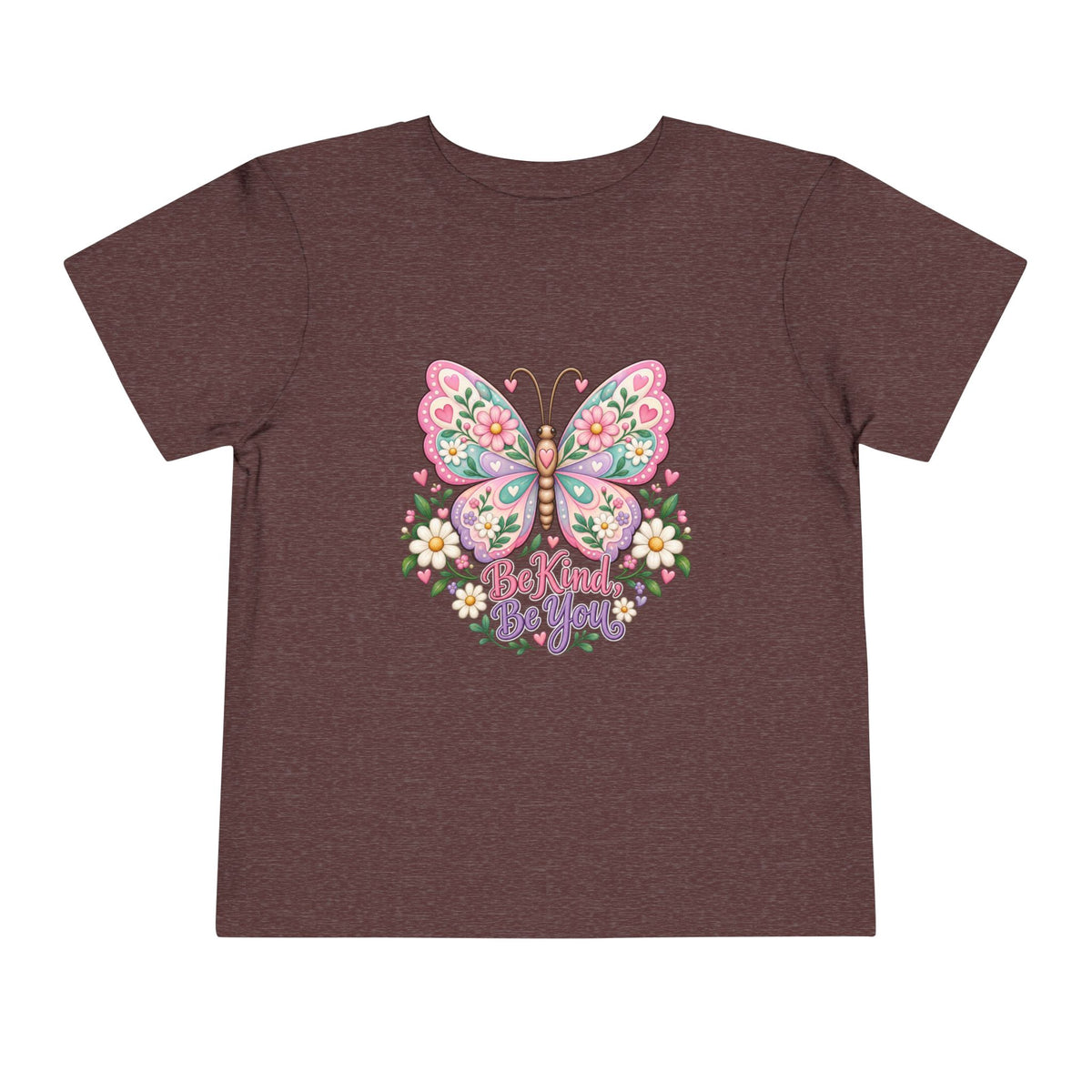 Toddler Tee — Pink Butterfly “Be Kind Be You” Floral Graphic