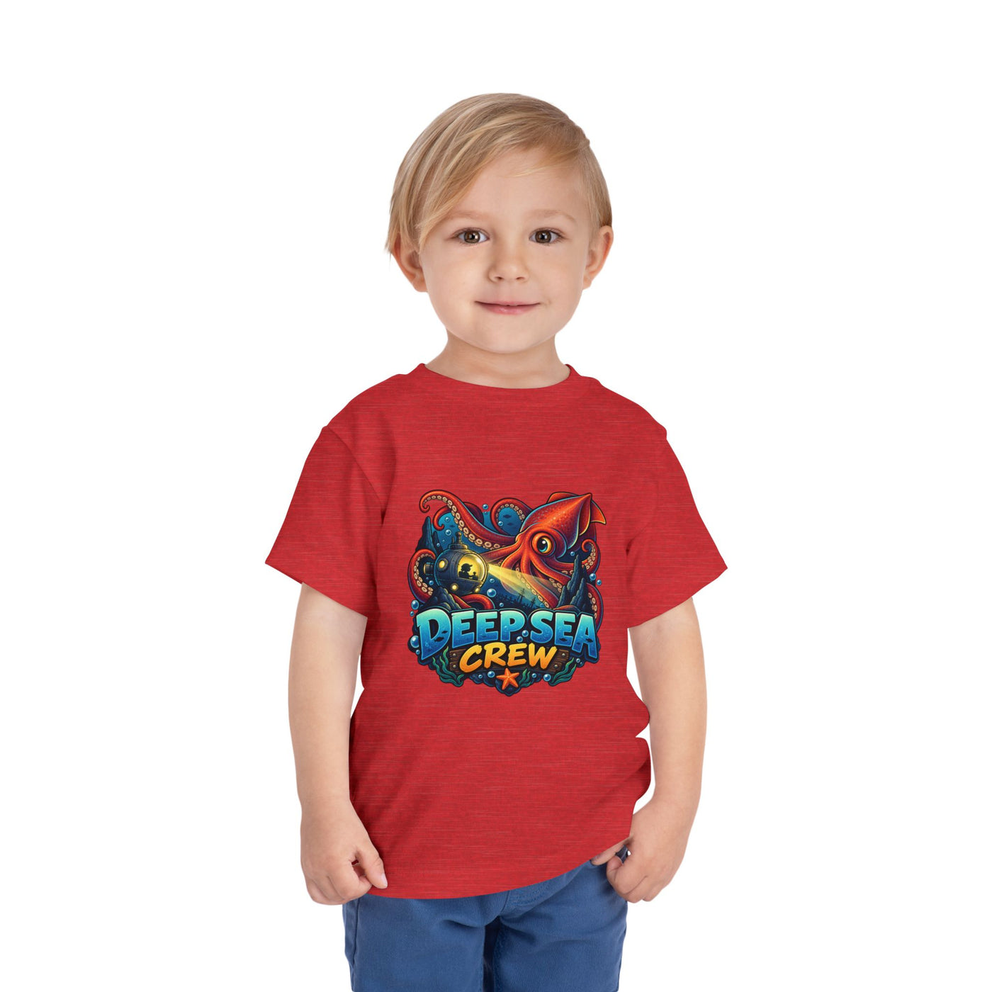 Toddler Tee — "Deep Sea Crew" Cute Squid Ocean Graphic Shirt
