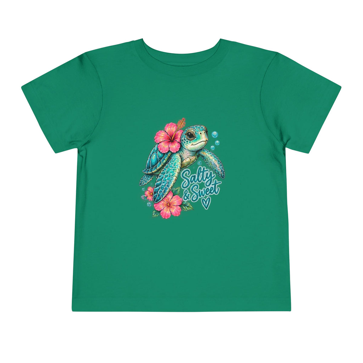 Toddler Tee — 'Salty & Sweet' Sea Turtle Floral Graphic