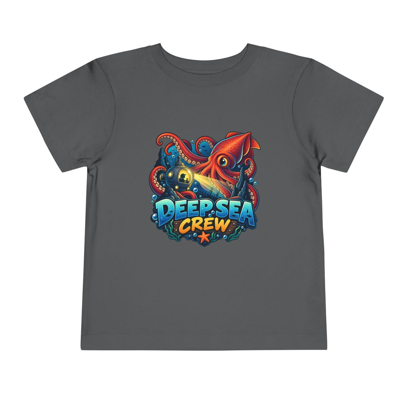 Toddler Tee — "Deep Sea Crew" Cute Squid Ocean Graphic Shirt