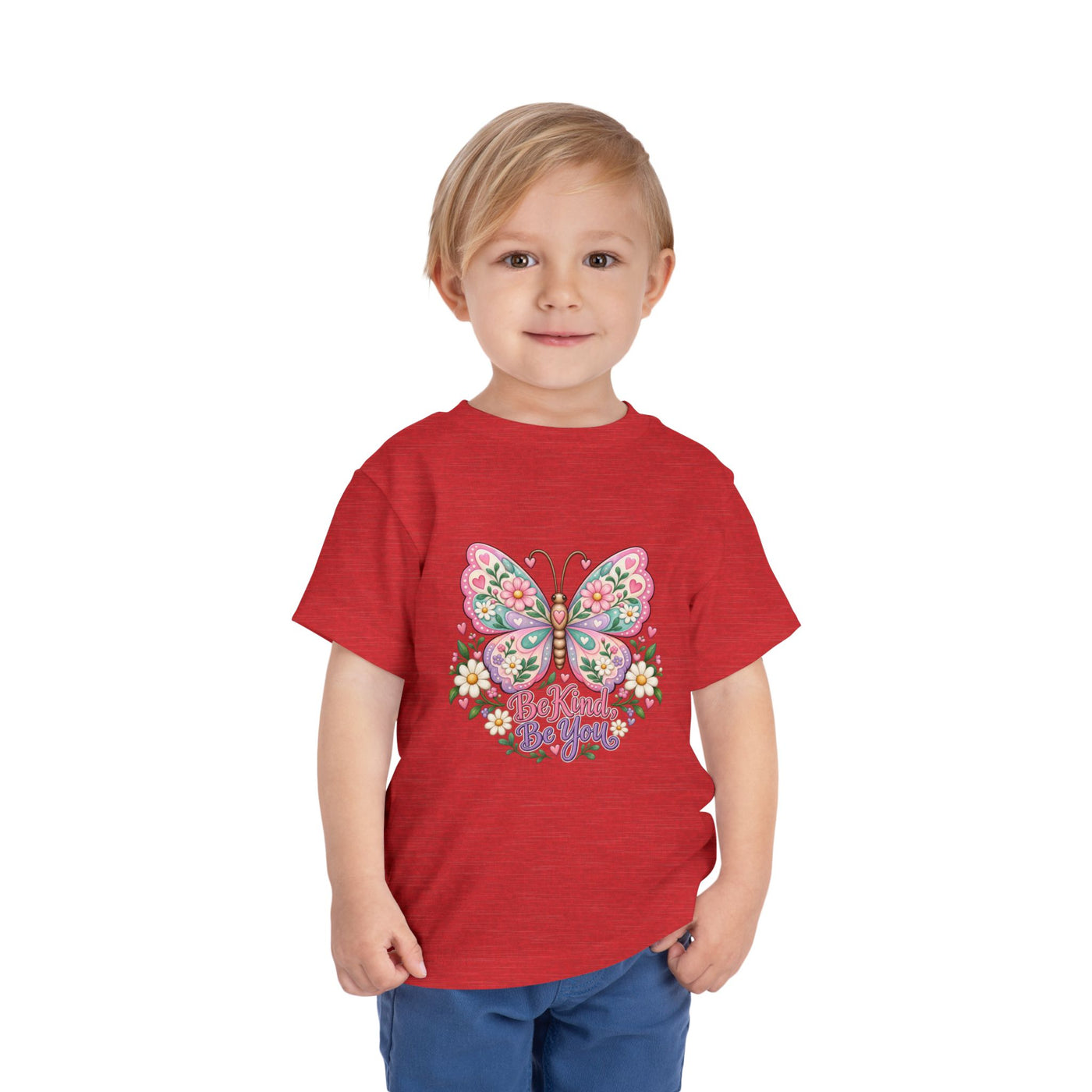 Toddler Tee — Pink Butterfly “Be Kind Be You” Floral Graphic