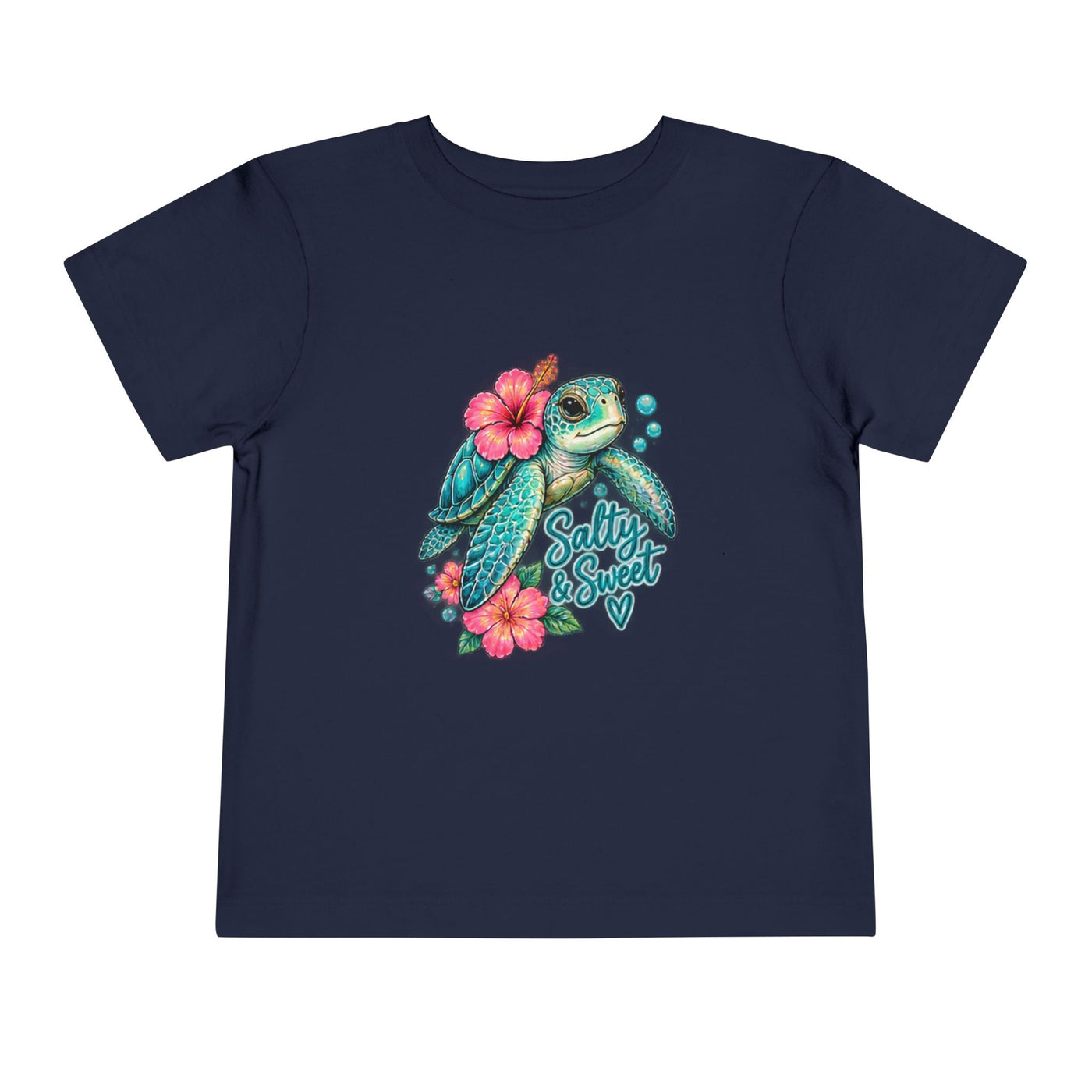 Toddler Tee — 'Salty & Sweet' Sea Turtle Floral Graphic