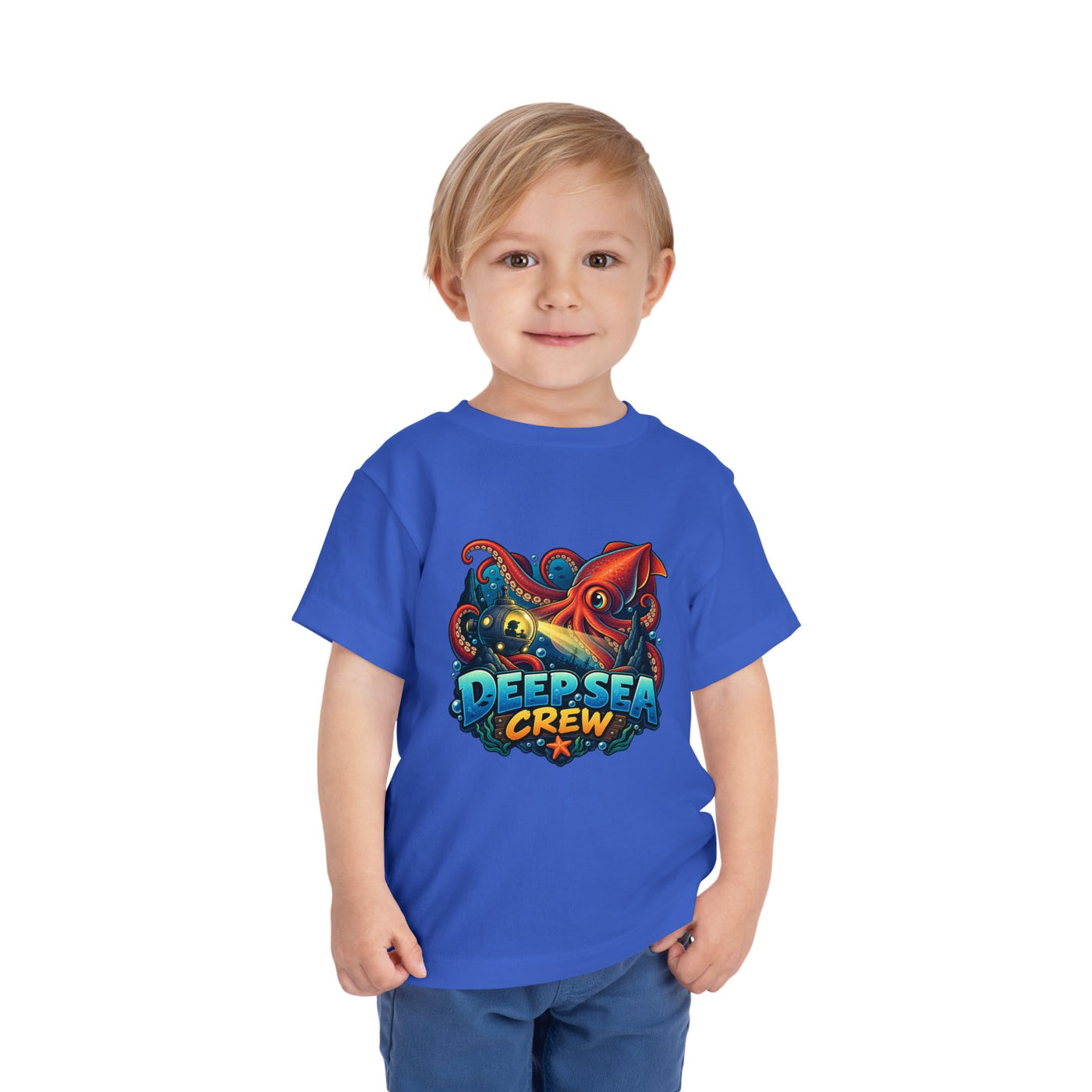 Toddler Tee — "Deep Sea Crew" Cute Squid Ocean Graphic Shirt