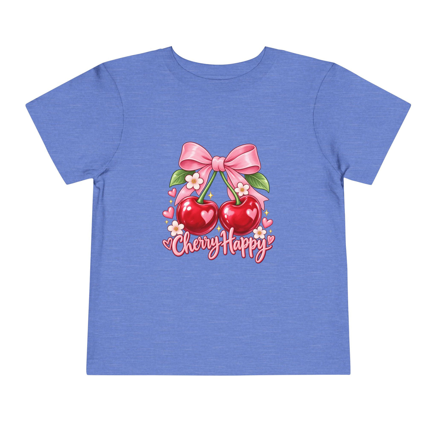 Toddler Cherry Happy Tee — Cute Pink Bow Cherries Kids Shirt