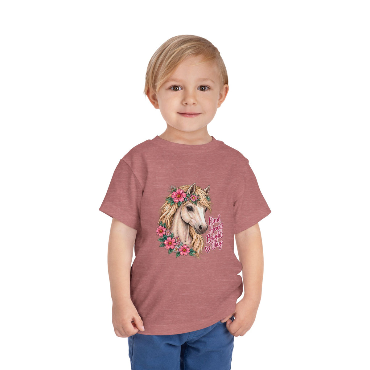 Toddler Tee — Floral Horse "Kind Hearts Bright Days" Cute Pony Shirt