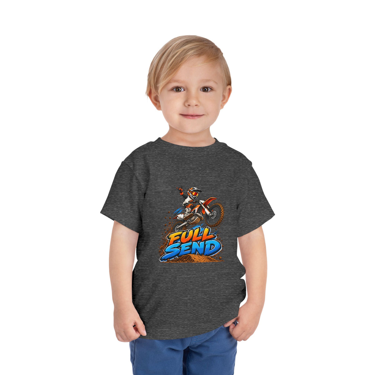 Toddler Tee — "Full Send" Dirt Bike Graphic