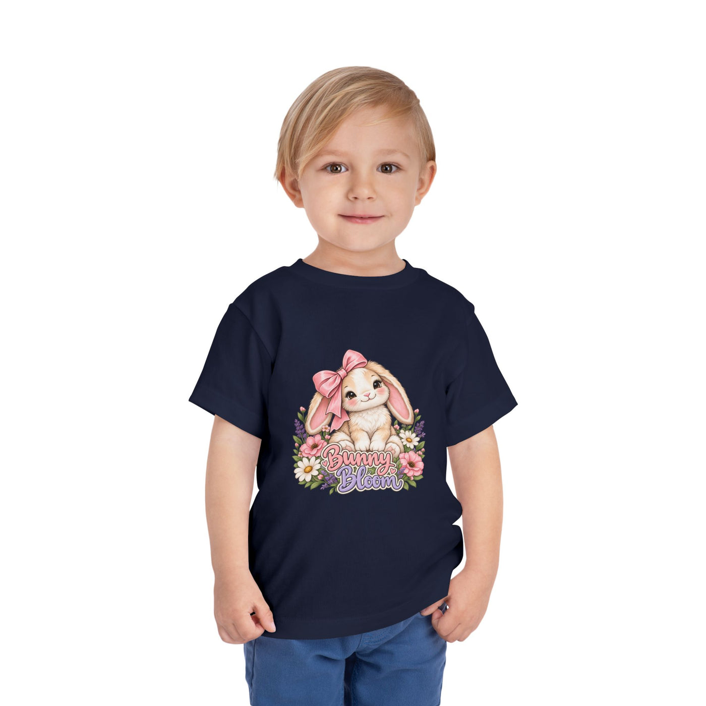 Toddler Tee — "Bunny Bloom" Cute Bunny with Flowers