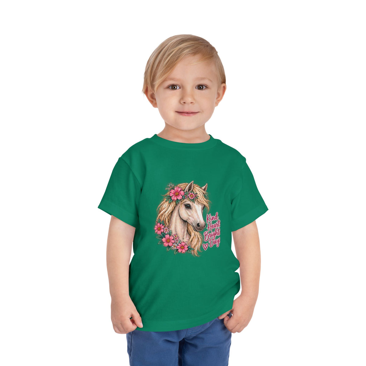 Toddler Tee — Floral Horse "Kind Hearts Bright Days" Cute Pony Shirt