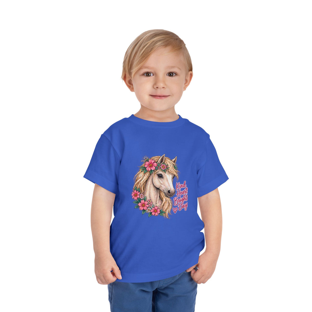 Toddler Tee — Floral Horse "Kind Hearts Bright Days" Cute Pony Shirt