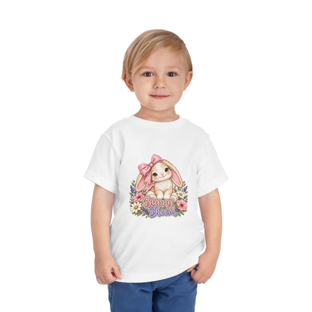Toddler Tee — "Bunny Bloom" Cute Bunny with Flowers