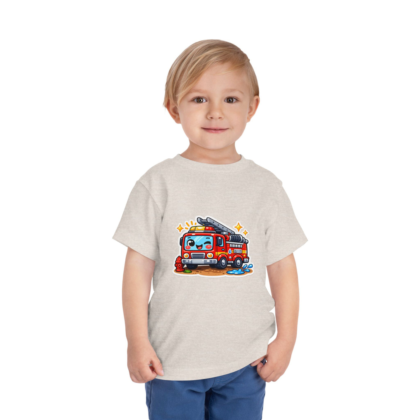Toddler Tee — Cute Cartoon Fire Truck Graphic Shirt for Kids