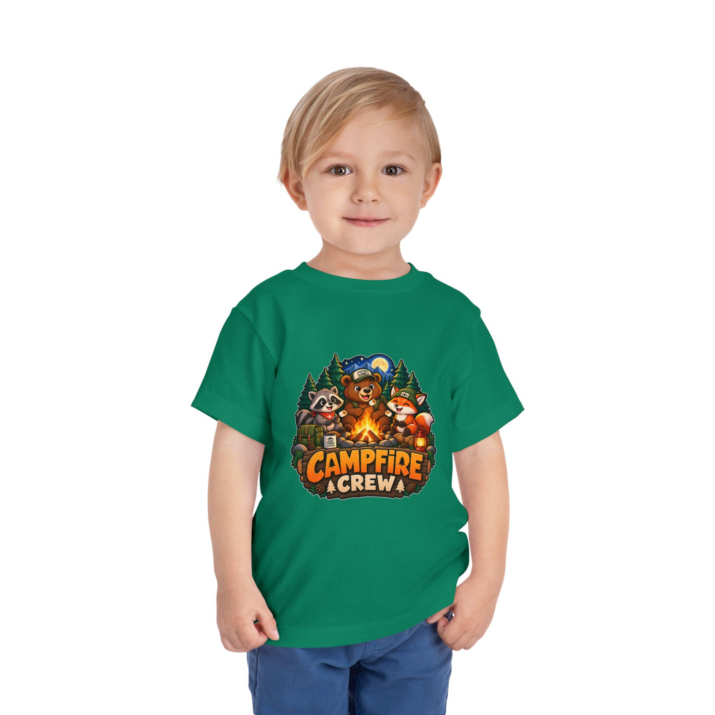 Toddler Tee — "Campfire Crew" Cute Woodland Animals Camping Shirt
