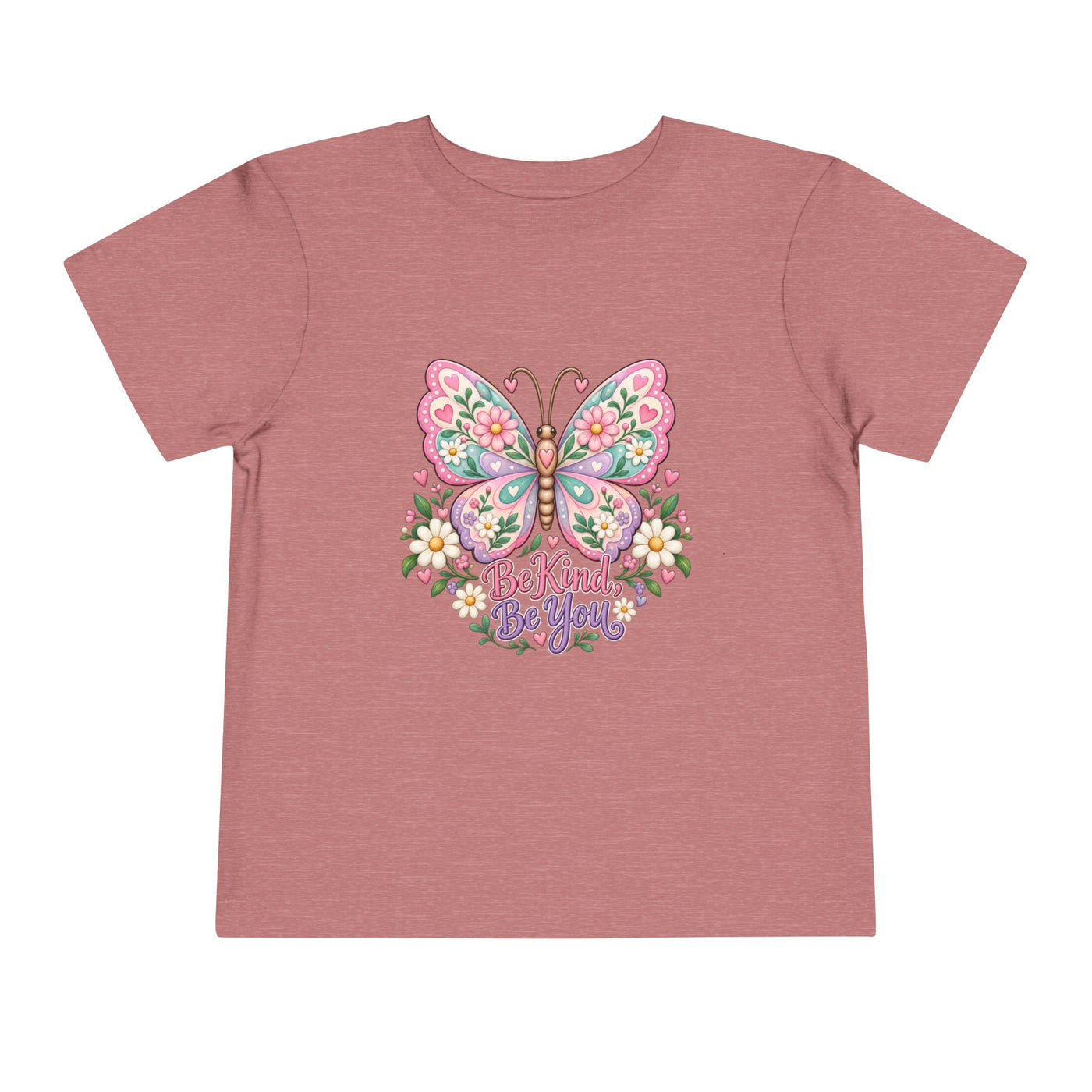 Toddler Tee — Pink Butterfly “Be Kind Be You” Floral Graphic