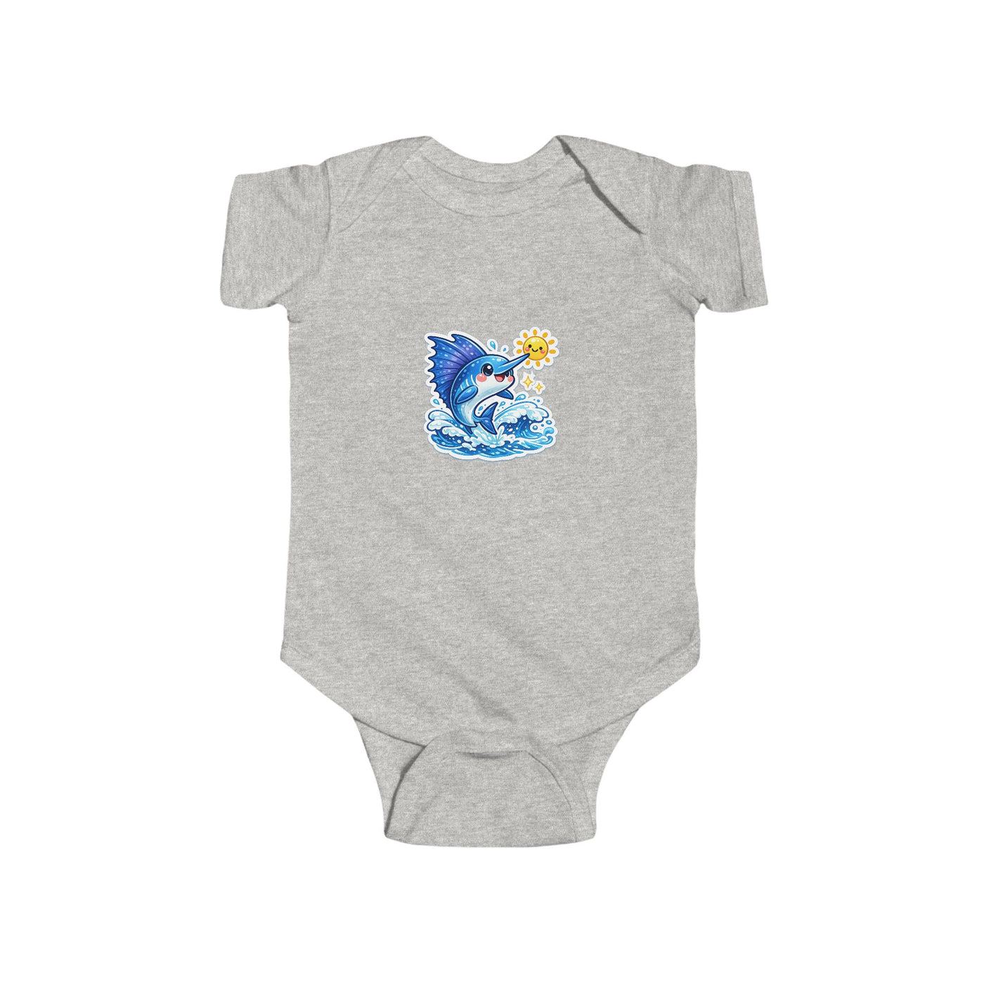 Infant Bodysuit — Cute Surfing Shark with Sun Baby Onesie