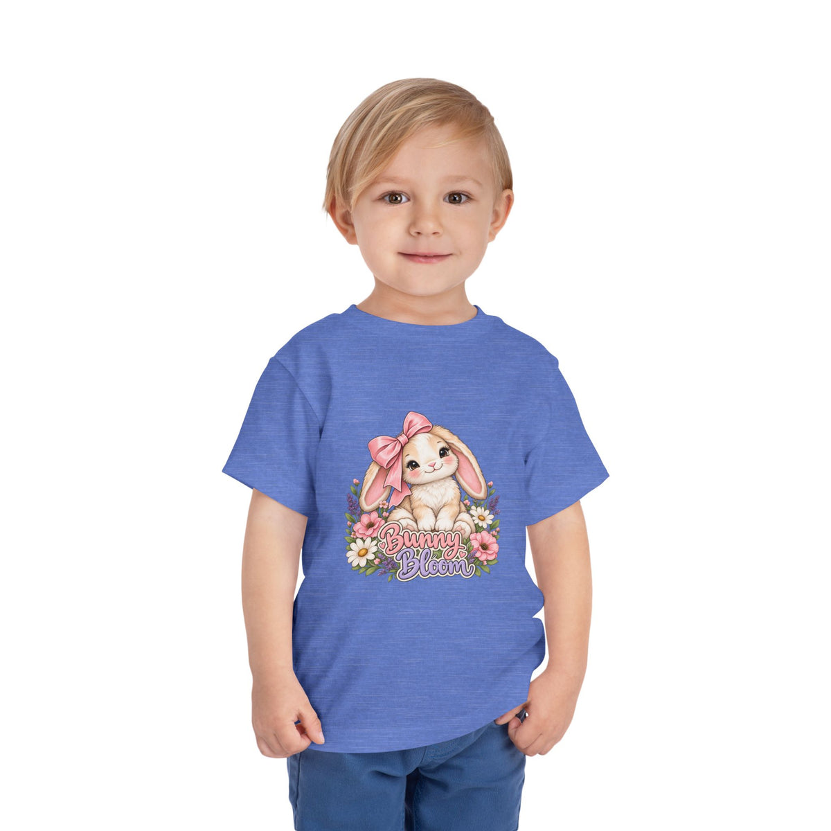 Toddler Tee — "Bunny Bloom" Cute Bunny with Flowers