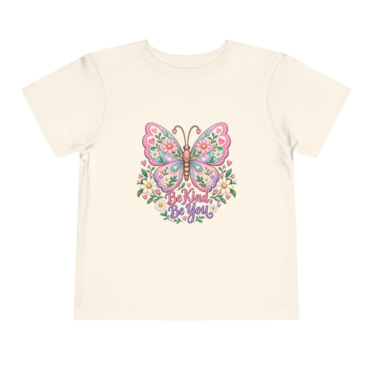 Toddler Tee — Pink Butterfly “Be Kind Be You” Floral Graphic