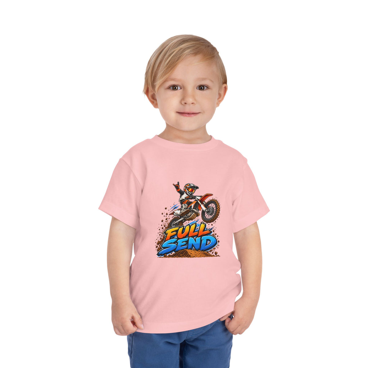 Toddler Tee — "Full Send" Dirt Bike Graphic