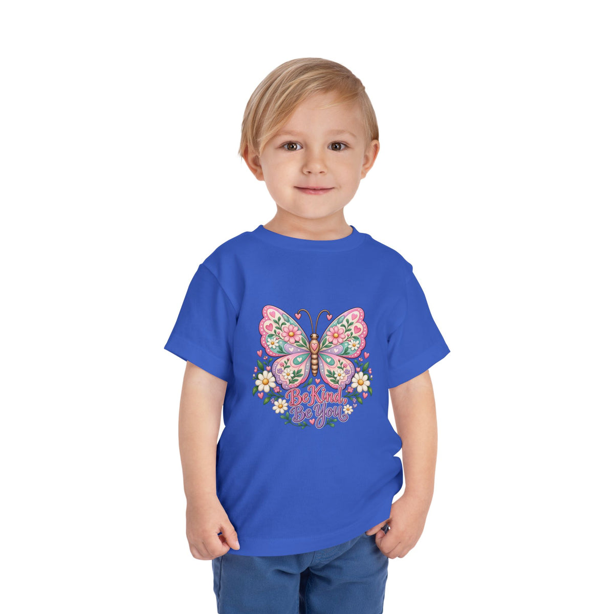 Toddler Tee — Pink Butterfly “Be Kind Be You” Floral Graphic