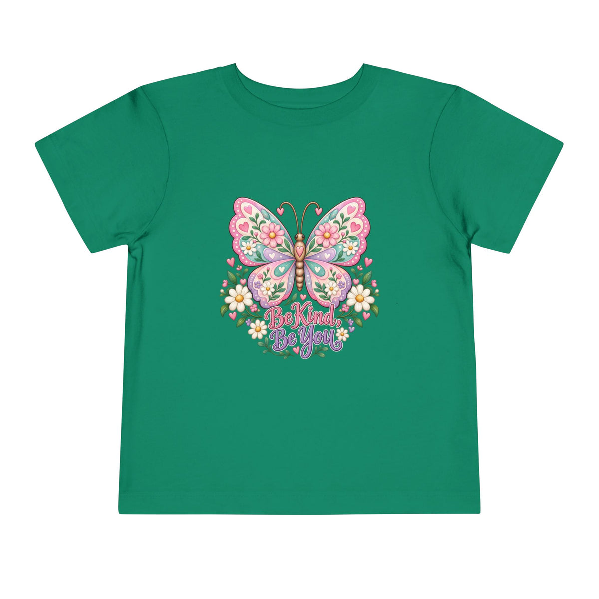 Toddler Tee — Pink Butterfly “Be Kind Be You” Floral Graphic