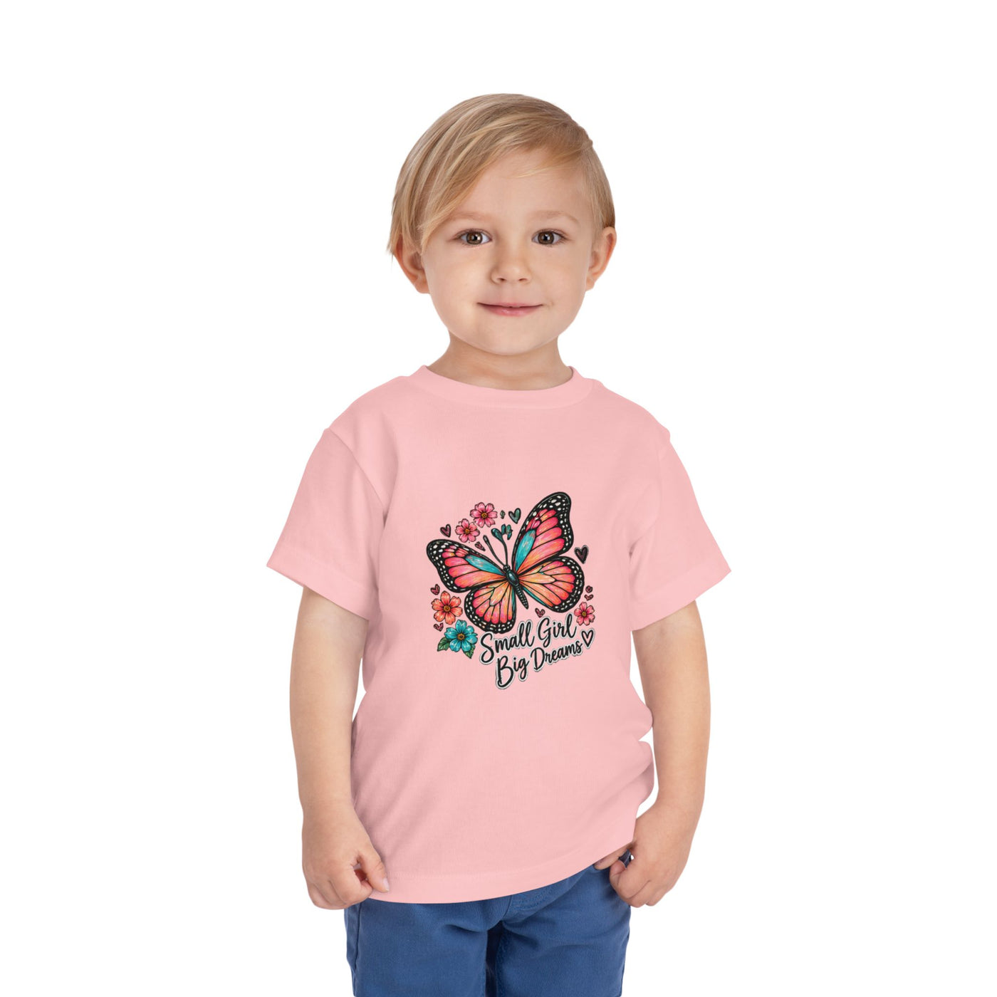 Toddler Tee — "Small Girl Big Dreams" Butterfly Floral Shirt