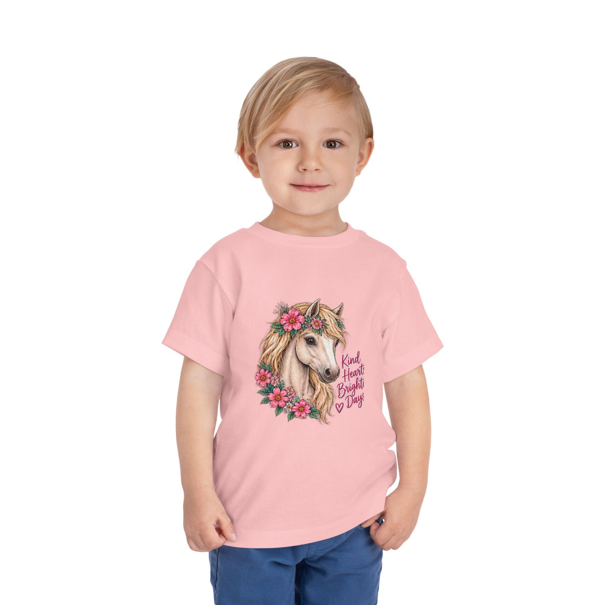 Toddler Tee — Floral Horse "Kind Hearts Bright Days" Cute Pony Shirt