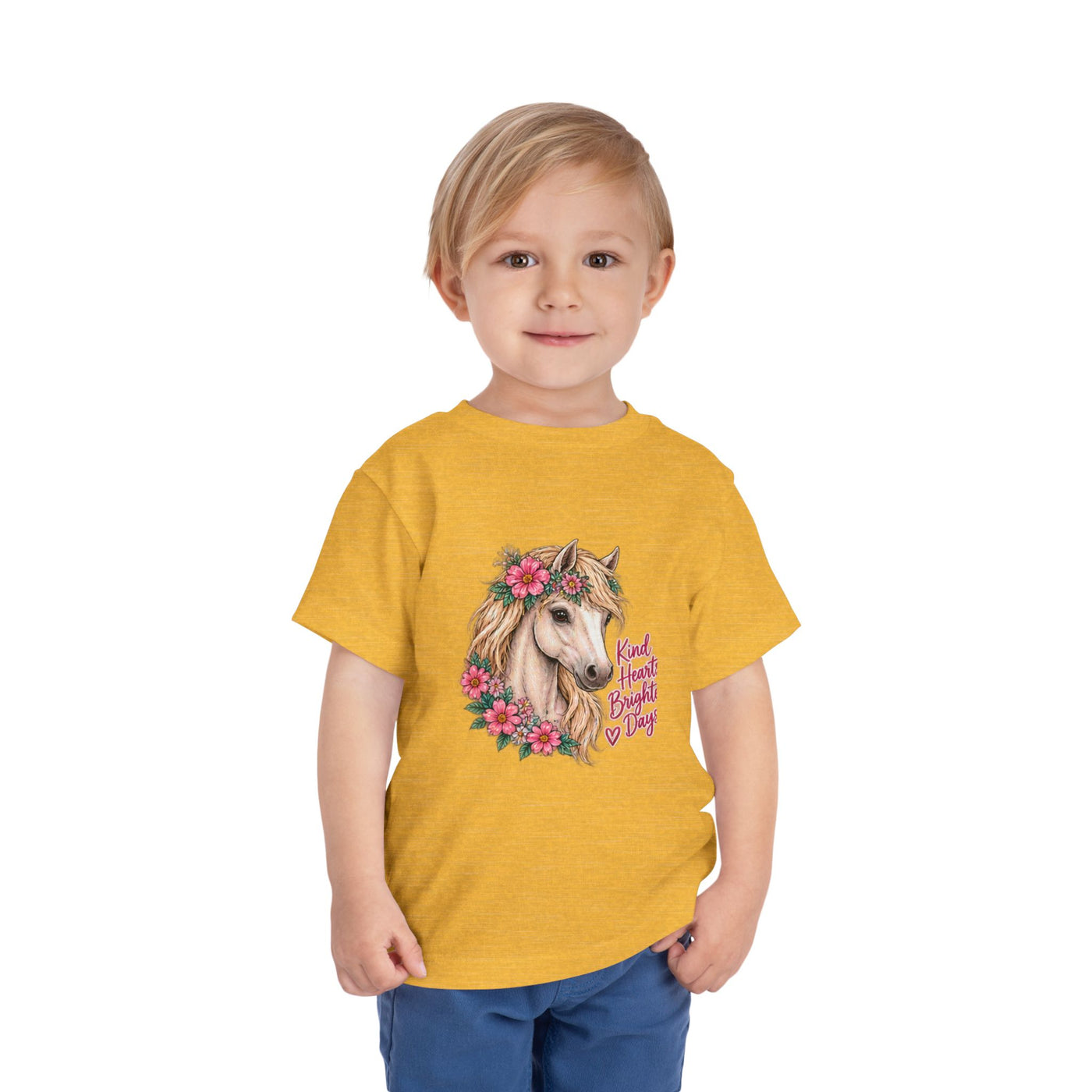 Toddler Tee — Floral Horse "Kind Hearts Bright Days" Cute Pony Shirt