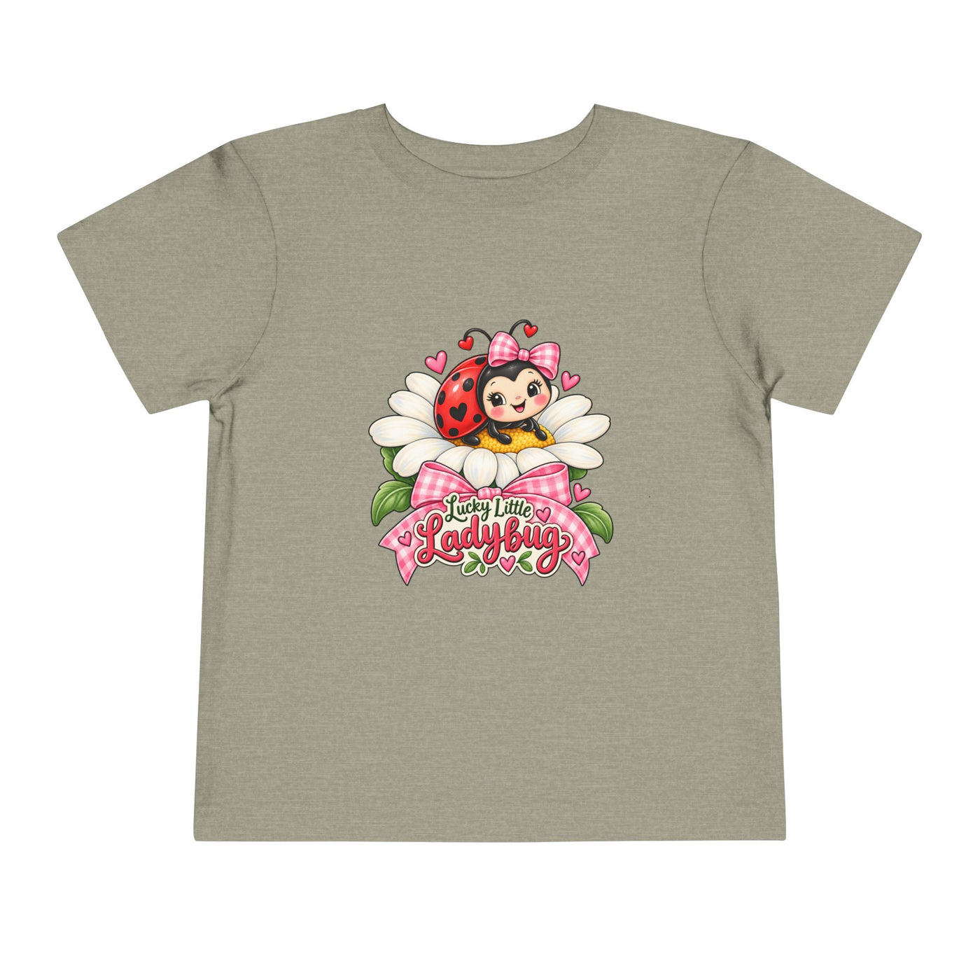 Cute Ladybug Toddler Tee — "Lucky Little Ladybug" Floral Graphic