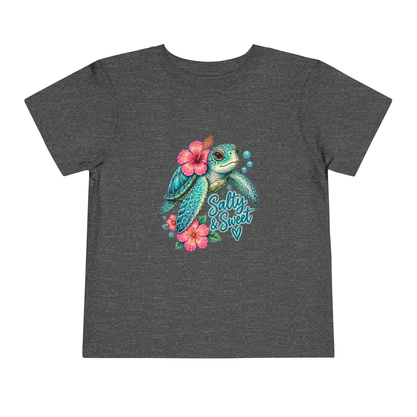Toddler Tee — 'Salty & Sweet' Sea Turtle Floral Graphic