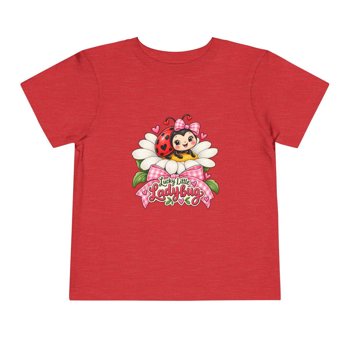 Cute Ladybug Toddler Tee — "Lucky Little Ladybug" Floral Graphic